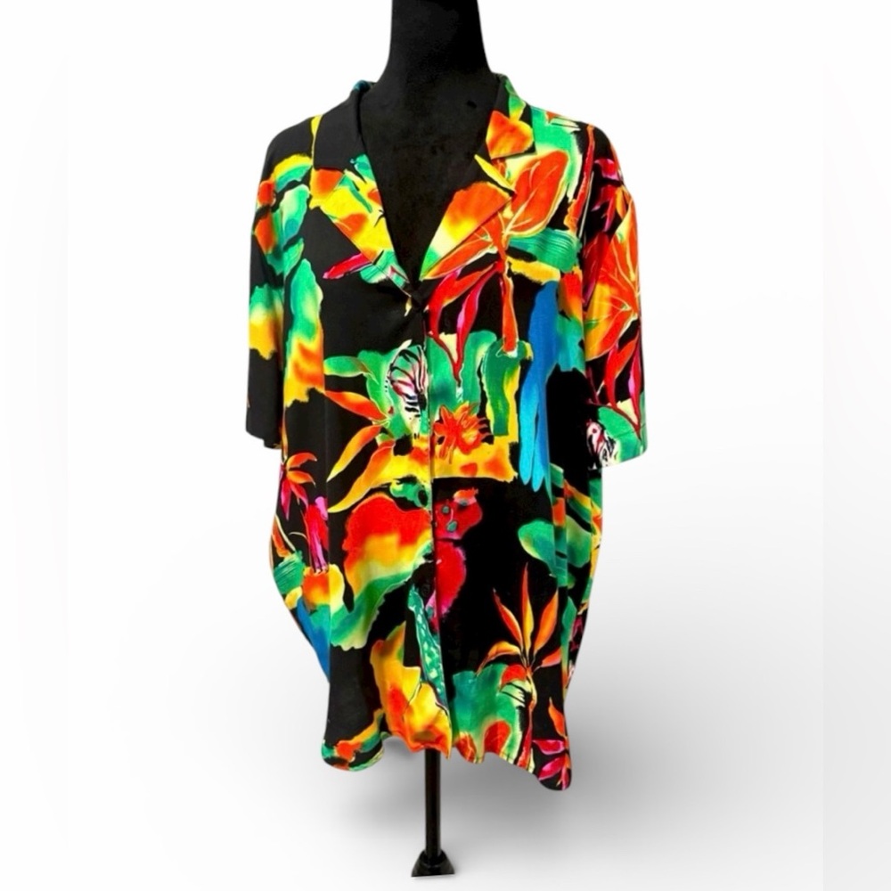 On The Verge Vintage Vibrant Artistic Style Women's Top size XL Festive Ready